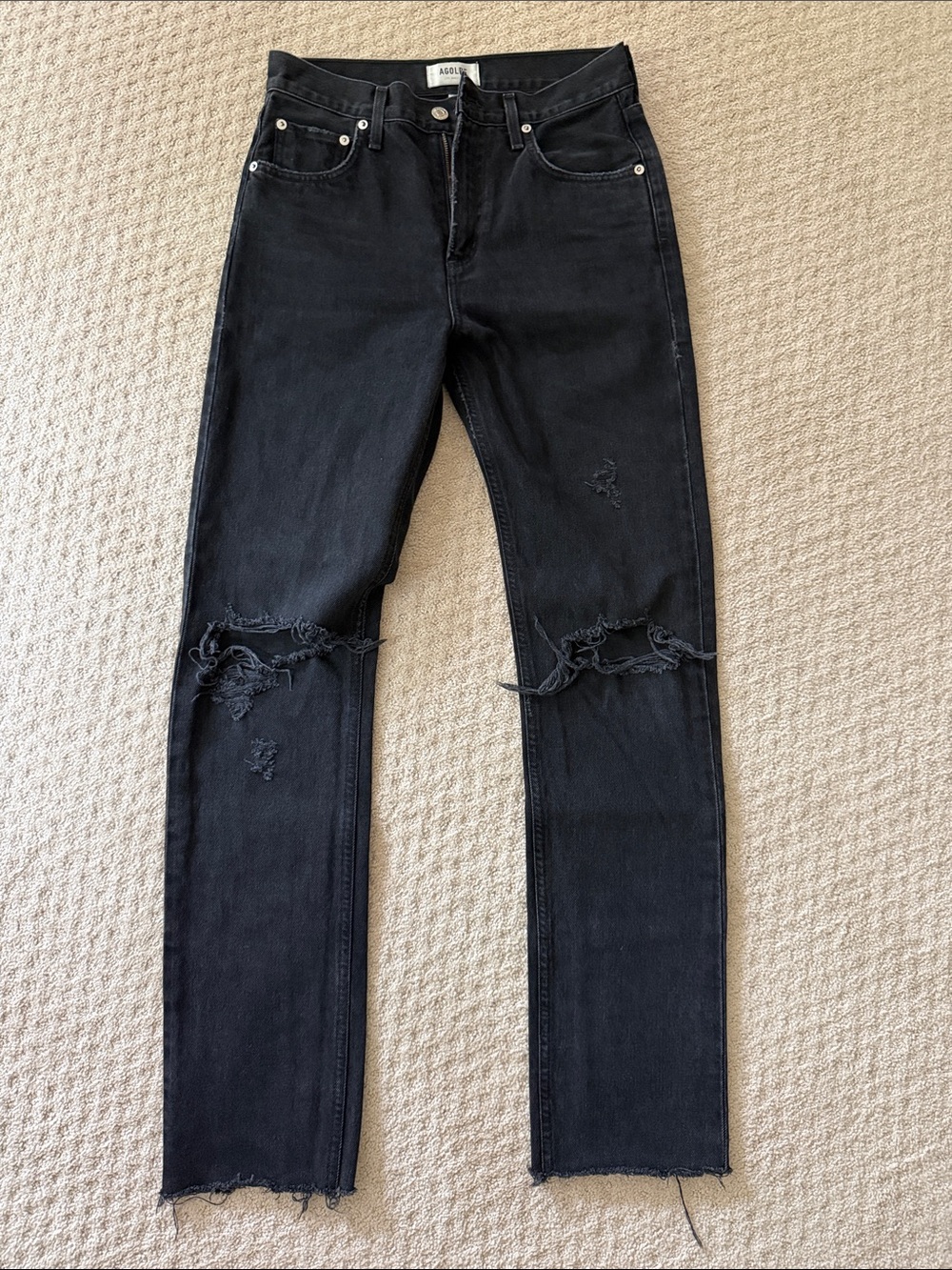 Agolde Black Distressed Skinny Jeans